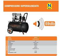 Compressore a secco con tecnologia silenziata EcoSilent Vinco 8 - 24 - 50 litri