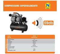 Compressore a secco con tecnologia silenziata EcoSilent Vinco 8 - 24 - 50 litri