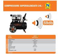 Compressore a secco con tecnologia silenziata EcoSilent Vinco 8 - 24 - 50 litri
