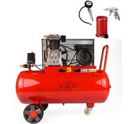 Compressore ad Aria 100LT 8 Bar 3,0 HP 1500W Coassiale Carrellato Kit incluso