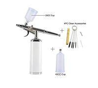 Compressore Air Brush Wireless Surness Tanning Spray Paint Trucco Grande Capacità Inchiostro Cup Pistola Penna Airbrush Machine for le donne Soffiaggio comodo(METU40 C White)