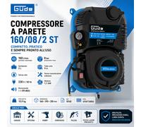 Compressore Aria a Parete Güde 160/08/2 ST 24L 8 Bar Officina Fai da Te