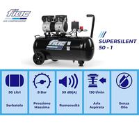 Compressore aria compressa 50 litri FIAC SUPER SILENT 50 portatile silenzioso