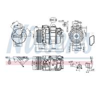 Nissens Compressore aria condizionata 890390 R134a PAG46 per BMW 3 Serie E90 E93 E60