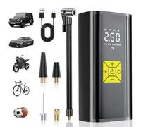 Compressore Aria Portatile 150PSI, 4 Ugelli Diversi per Auto e Mini Compressore, Con Schermo Digitale e Luce LED, Adatto per Biciclette, Moto, Palloni