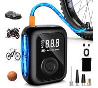 Compressore Aria Portatile,150PSI Pompa Elettrica per Bicicletta, Mini Compressore Bici con Schermo LED Digitale e Illuminazione LED,Gonfiatore Elettrico Portatile per Bici, Auto e Moto