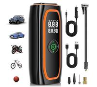 Compressore Aria Portatile, 220PSI Compressore Portatile per Auto con Batteria 10000mAh, Intelligente Un Clic Pompa Elettrica per Bicicletta, Auto, Moto e Altro Ancora con Misuratore di Pressione
