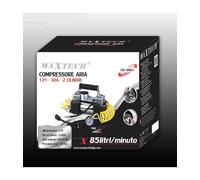 COMPRESSORE ARIA PORTATILE 85LT/MIN 12V SILENZIATO 30A 10BAR AUTO MOTO MAXTECH C
