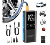 Compressore Aria Portatile, COCCKO 6000mAh e 12V DC Pompa Bicicletta Elettrica,10,3 Bar/150PSI Mini Compressore Portatile con Luce LED, Tire Inflator Ricarica USB, per Auto, Bici, Moto, Pallone