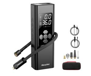 Compressore Aria Portatile da 9000mAh, Morpilot 150PSI Gonfiatore con Batteria Ricaricabile, Doppio Schermo LCD Digitale, 4 Ugelli, Pompa Elettrica per Bicicletta, Auto, Moto, Palloni
