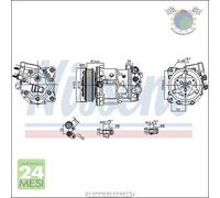 Compressore climatizzatore aria condizionata Nissens per CITROEN C5 III C6 PEUG