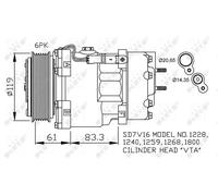 Compressore climatizzazione PAG 46 32198 NRF per CITROËN PEUGEOT LANCIA FIAT