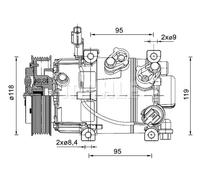 Compressore climatizzazione R 1234yf PAG 46 YF ACP 1463 000P MAHLE per HYUNDAI
