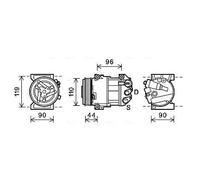 Compressore climatizzazione R 134a PAG 46 ALAK125 AVA QUALITY COOLING