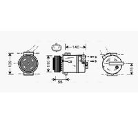 Compressore climatizzazione R 134a PAG 46 OLAK451 AVA QUALITY COOLING per FIAT