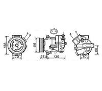 Compressore climatizzazione R 134a PAG 46 OLAK496 AVA QUALITY COOLING per OPEL