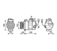 Compressore climatizzazione R 134a PAG 46 VNAK382 AVA QUALITY COOLING per VW