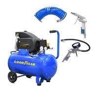 Compressore D'Aria 50L 8 Bar + Kit Aria Compressa 3 Pezzi Goodyear
