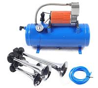 Compressore d'aria con 4 Trumpet 12 V 150 PSI Train Air Horn Kit Compressore d'aria con serbatoio da 6 l, blu, per veicoli, motori auto e pneumatici da bicicletta