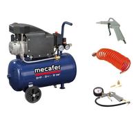 Compressore d'aria Mecafer 24L 2 HP 8 Bar con Ruote e Kit Accessori