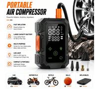 Compressore d'aria & Pompa gonfiagomme 140 PSI Compressore d'aria per auto, Pompa gonfiagomme digitale, Pompa gonfiagomme portatile per auto adatta per auto e moto con luce LED Pompa gonfiagomme Compr