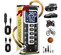 Compressore d'aria portatile, 150 PSI e 20000 mAh, pompa ad aria intelligente per pneumatici auto, gonfiatore portatile per auto con manometro, compressore d'aria tascabile per auto, bici, moto, palla