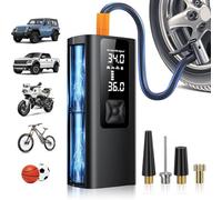 Compressore d'aria portatile, 150 psi e 3 volte più veloce pompa d'aria senza fili per pneumatici auto, 20000 mAh, con manometro digitale, doppio schermo LCD e luce LED, pompa per bicicletta, per