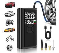 Compressore d'aria portatile, 150 psi, per pneumatici auto, con display digitale a doppio valore, pompa senza fili con luce LED e funzione di spegnimento automatico, adatto per auto, moto, bicicletta