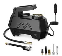 Compressore d'Aria Portatile per gonfiaggio Pneumatici, Pompa per Pneumatici Auto, Pompa Automatica a 12 V CC con manometro Digitale, Luce di Emergenza a LED per Auto e Moto