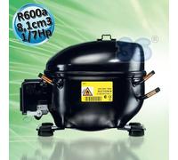 Compressore gas R600a LBP 1/7 Hp 8,10 cm3 Secop ACC Cubigel Elecrotolux HMK80AA