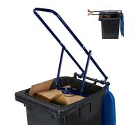 Compressore per rifiuti Relaxdays per bidoni, compattatore manuale in acciaio, blu