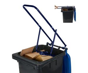 Compressore per rifiuti Relaxdays per bidoni, compattatore manuale in acciaio, blu