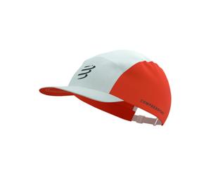 Compressport - Cappello leggero e traspirante - 5 Panel Cap Star White/Tigerlily - rosso