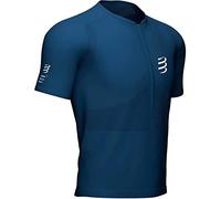 COMPRESSPORT Maglietta da Uomo Trail a Maniche Corte con Mezza Zip Aderente, Blu, XS