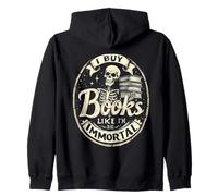 Compro Libri Come se Fossi immortale Skeleton Reading Bookworm Felpa con Cappuccio