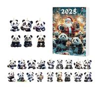 Compte à Rebours de Noël Panda - 24 Jours avec Ornements Panda | Décorations en Acrylique 2D pour Sapin, Fenêtre, Mur, Porte, Rétroviseur Auto, Sac | Ornements Animaux Festifs
