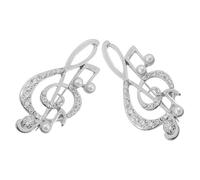 COMPUKAS 2pezzi Spille per Abbigliamento Note Musicali e Perla Finta, Brooches in Lega di Zinco Argento, Fissano i Vestiti senza Perdere Colore, per Donne