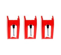 COMPUKAS 3 Pezzi Aghi di Dischi Stilo Conico Rosso in Plastica e Alluminio, Accessori per Grammofono Eccellente Qualità del Suono e Riproduzione