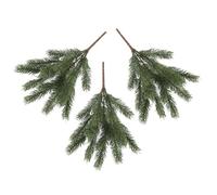 COMPUKAS 3 Pezzi Rami di Pino Artificiale in Pu Verde, Facili da Curare e Resistenti, per Decorazioni Natalizie e Centrotavola Invernali