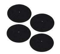 COMPUKAS 4 Pezzi Tappetino in Feltro Nero Antistatico e Antiscivolo per Giradischi Vinile Assorbimento Shock e Installazione Facile per Appassionati di Musica e Dj