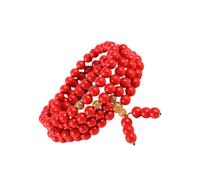 COMPUKAS Bracciale 108 Perle Buddha in Zinnober Rosso, per Uomo e Donna | Perle Rotonde, Stile Buddhismo, Facile da Abbinare Agli Abiti, Design Chic e Unico