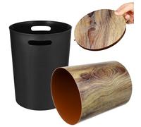 COMPUKAS Cestino per Rifiuti in Pp 12l Coperchio, Bidone per Spazzatura in Finto Legno, Secchio Comodo per Casa e Bagno, Accessorio per Cucina e Ufficio, Facile da Pulire