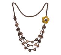 COMPUKAS Collana Bohémien da Donna Perline di Legno e Gusci di Noce Intrecciata a Mano, Stile Retrò Elegante per Uso Quotidiano e Ogni Occasione