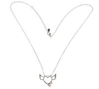 COMPUKAS Collana Ciondolo a Forma di Cuore e Angelo Demone in Rame Bianco, Catena Clavicolare Elegante come Regalo per Famiglia e Amici