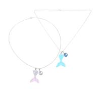 COMPUKAS Collana Donna 2 Pezzi Ciondolo Sfumato a Coda di Sirena in Resina Leggera e Confortevole per Costume di Halloween e Accessori Mare