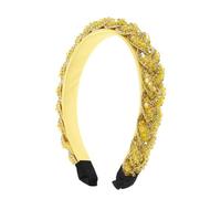 COMPUKAS Fascia Capelli Donna Elegante Gialla con Strass Scintillanti Fascia Decorativa Resistente e Confortevole per Cerimonie Feste e Occasioni Speciali