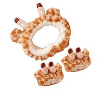 COMPUKAS Fascia per Chioma Giraffa in Peluche Set Fascia da Polso per Lavare Viso, Morbida e Creativa, per Applicare Maschere Facciali e Doccia