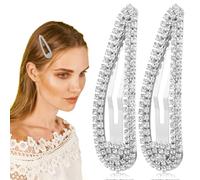 COMPUKAS Fermagli per Chioma a Goccia Accessori per Chioma Donna Set 2 in Metallo con Cristalli Argento per Fissare le Ciocche Durante Feste e Notti Speciali