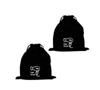 COMPUKAS Hair Dryer Bag Drawstring Set, 2Pezzi Soft Velvet Travel Organizer For Hair Tools, Suitable For Business Trips And Home Storage, Black, 30X26Cm