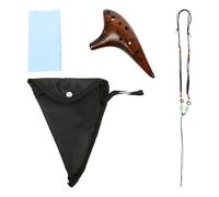 COMPUKAS Ocarina Classica in Do Maggiore a 12 Fori in Ceramica Affumicata Custodia Protettiva e Libro di Testo, Strumento Musicale Etnico per Principianti e Appassionati, Suono Naturale